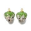 Rhinestone Clay Brass Pendants KK-D295-05G-1