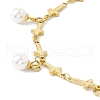 Plastic Pearl Charms Bracelet with Cross Link Chains STAS-E001-28G-2