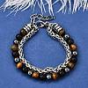Natural Tiger Eye & Obsidian & Hematite Round Beads Multi-strand Bracelets BJEW-D330-02P-09-1