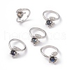 Snake Natural Labradorite Finger Rings RJEW-E067-05P-1