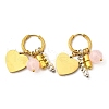 304 Stainless Steel Glass Beads Hoop Earrings EJEW-D308-08PG-2
