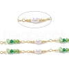 Brass Glass Bead Link Chains with ABS Imitation Pearl Beads CHS-P016-39G-02-2