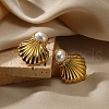 304 Stainless Steel Plastic Pearl Stud Earrings for Women EJEW-Z092-04G-1