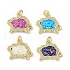 Brass Micro Pave Cubic Zirconia Pendants KK-A197-31G-1