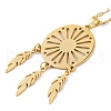 Woven Net/Web with Feather 304 Stainless Steel Boho Pendant Necklaces for Women NJEW-G087-05G-2