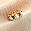 304 Stainless Steel Enamel Oval Hollow Cuff Rings RJEW-D306-26G-5