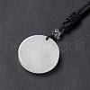 Natural Quartz Crystal Flat Round with Flower of Life Pendant Necklace with Nylon Cord for Women NJEW-P274-02-07-4