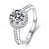 Rhodium Plated 925 Sterling Silver Micro Pave Cubic Zirconia Adjustable Rings AJEW-U007-16P-1