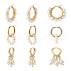 Mother's Day Jewellery Kissitty 3 Pairs 3 Style Natural Pearl Beaded Hoop Earrings for Girl Women EJEW-KS0001-02-2