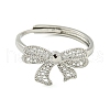 Bowknot Brass Adjustable Rings for Women RJEW-M016-09P-3