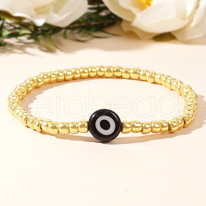 Golden Glass Seed Beaded Stretch Breacelets CZ4431-5-1