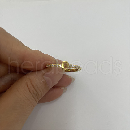 Brass Micro Pave Clear Cubic Zirconia Finger Rings FS-WGE303B-02-1