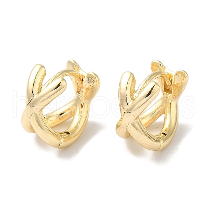 Crossing Double Band Brass Hoop Earrings for Women EJEW-U008-06G-1