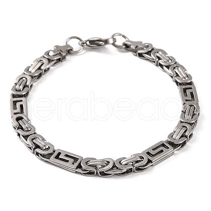 Tarnish Resistant 201 Stainless Steel Byzantine Chain Bracelets BJEW-B078-90P-1