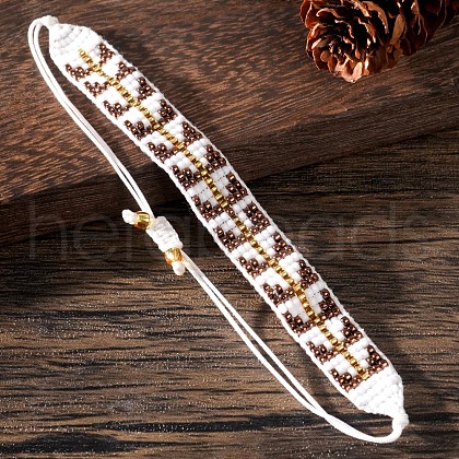 Leopard Print Glass Seed Beads Braided Bead Bracelets for Women HT9071-2-1