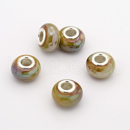 Rondelle Handmade Porcelain Large Hole European Beads OPDL-M009-02-1