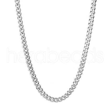 201 Stainless Steel Curb Chain Necklaces for Men NJEW-Q336-08B-P-1