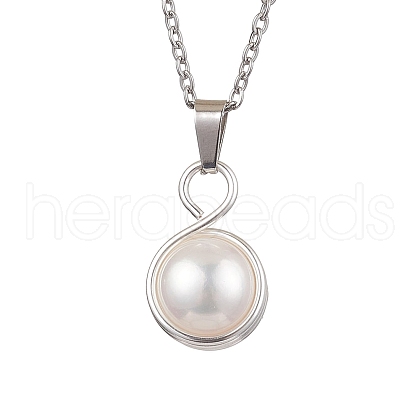 Mother's Day Jewellery Pearl Pendant Necklaces NJEW-JN04872-1