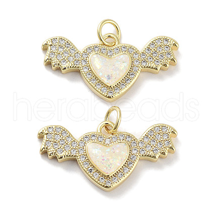 Brass Micro Pave Clear Cubic Zirconia Pendants KK-L213-011G-02-1