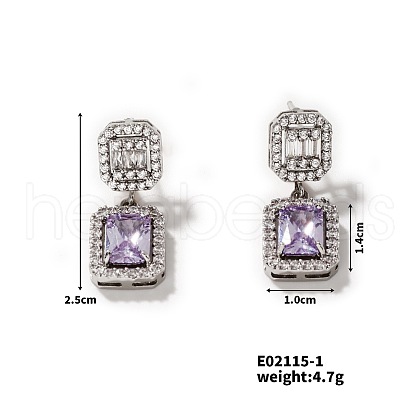 Elegant Square Copper Inlaid Zircon Women's Stud Earrings Fashionable Accessories NP2804-1-1