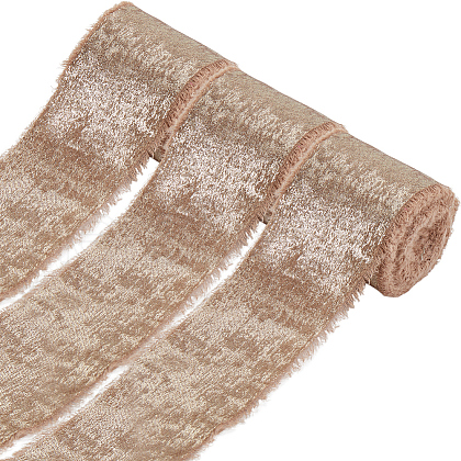4.5M Single Face Hot Stamping Polyester Frayed Ribbon OCOR-WH20003-08B-1