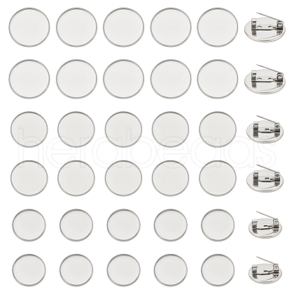 Unicraftale 36Pcs 3 Style 304 Stainless Steel Brooch Cabochon Settings STAS-UN0029-40-1