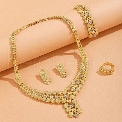 Zinc Alloy Rhinestone Bracelets & Earrings & Necklaces & Rings Sets FS-WG1CFA3-01-1