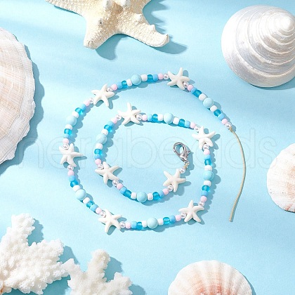 Synthetic Turquoise & Glass Seed Beaded Pendant Decorations HJEW-JM03182-03-1
