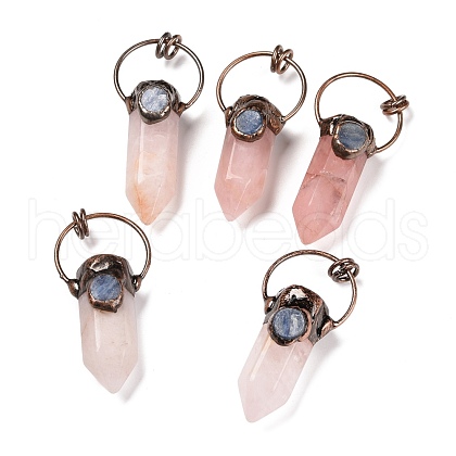 Natural Rose Quartz Big Pointed Pendants G-M383-21B-1