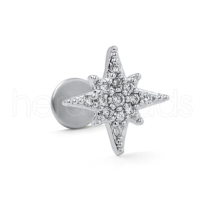 316L Surgical Stainless Steel Micro Pave Clear Cubic Zirconia Cartilage Earrings for Women Men WG67427-05-1