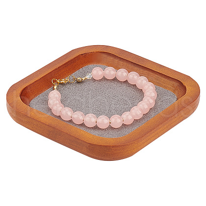 Wood Jewelry Storage Tray with Velvet Mat Inside ODIS-WH0017-081B-1