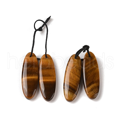 2Pcs Natural Tiger Eye Pendants G-A228-03B-1
