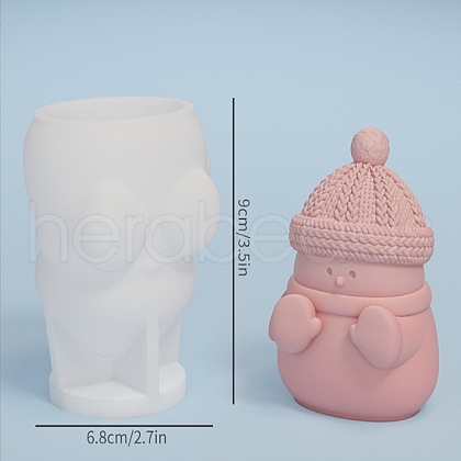 Christmas Snowman DIY Food Grade Silicone Statue Candle Molds PW-WG44014-01-1