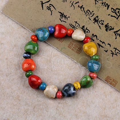 Handmade Porcelain Beaded Stretch Bracelets for Women FS-WG726AB-14-1
