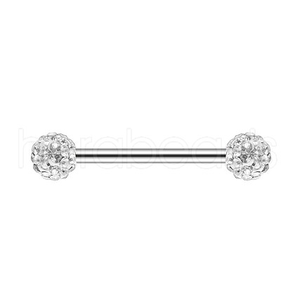 Stainless Steel Micro Pave Cubic Zirconia Nipple Rings WG80671-02-1