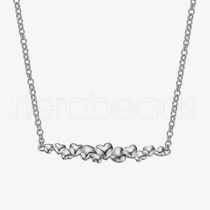Anti-Tarnish S925 Sterling Silver Heart Pendant Necklace for Women IE2914-4-1