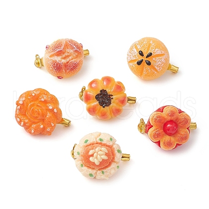 6Pcs 6 Styles Resin Imitation Bread Brooch for Women JEWB-BR00165-1
