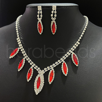 Alloy Rhinestone Pendant Necklaces & Earrings Sets for Women WGE8301-02-1