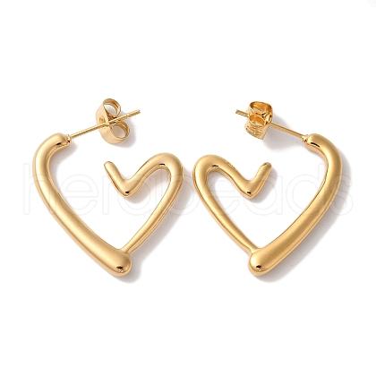 Heart Ion Plating(IP) 304 Stainless Steel Stud Earrings for Women EJEW-L287-027G-1