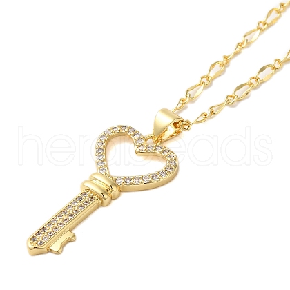 Brass Micro Pave Clear Cubic Zirconia Pendant Necklaces for Women NJEW-S429-06G-01-1