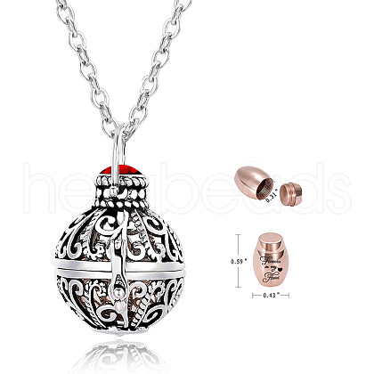Stainless Steel Round Urn Ashes Pendant Necklace PW-WG9842A-01-1