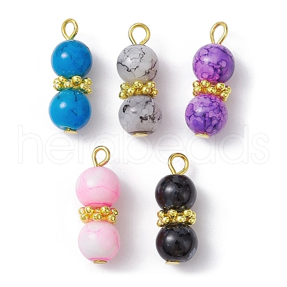 Baking Painted Glass Round Beaded Pendant PALLOY-JF02270-02-1