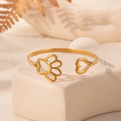 304 Stainless Steel Cuff Bangles for Women BJEW-U032-02G-1