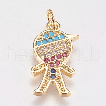 Brass Micro Pave Cubic Zirconia Pendants KK-I614-061G-1