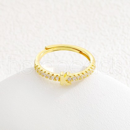 Adjustable Brass Micro Pave Clear Cubic Zirconia Finger Rings for Women FS-WG712C8-15-1