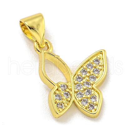 Rack Plating Brass Micro Pave Cubic Zirconia Pendants KK-C074-02G-01-1