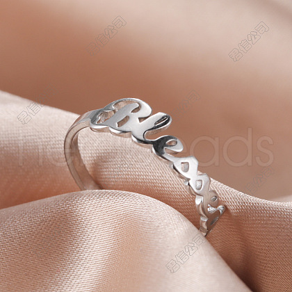 Word Blessed Stainless Steel Finger Rings for Women WG5CA7C-02-1