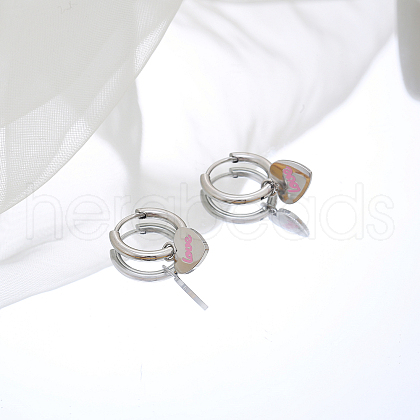Stainless Steel Heart Dangle Earrings for Women JK4182-2-1