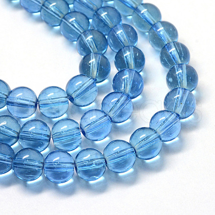 Baking Painted Transparent Glass Round Bead Strands DGLA-Q022-8mm-06-1