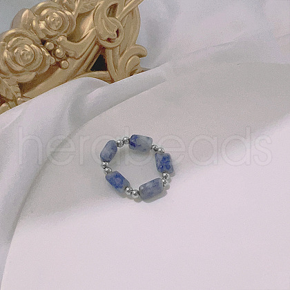 Handmade Natural Blue Spot Jasper Stretch Rings ZE1660-2-1